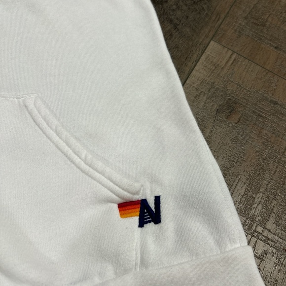 Aviator nation white sweatpant and zip up hoodie set with neon stripes - Picture 7 of 8